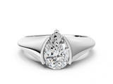 White gold Pear Solitaire Tension Set Diamond Ring_20