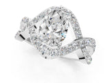 White gold Pear Solitaire Twist Band Pavé Diamond Engagement Ring_55