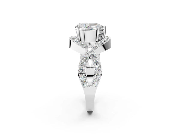 Platinum Pear-Shaped Infinity Twist Engagement Ring Setting with Pave Ribbons