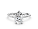 White gold Pear Solitaire Twist Band Ring with Four-Prong Setting_12
