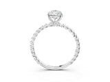 White gold Pear Solitaire Twist Band Ring with Four-Prong Setting_15
