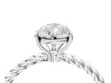 White gold Pear Solitaire Twist Band Ring with Four-Prong Setting_16