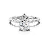 White gold Pear Solitaire Twist Band Ring with Four-Prong Setting_68