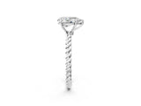 White gold Pear Solitaire Twist Band Ring with Four-Prong Setting_69