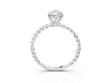 White gold Pear Solitaire Twist Band Ring with Four-Prong Setting_70