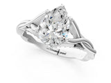 White gold Pear Solitaire Twist Band Six-Prong Setting 1