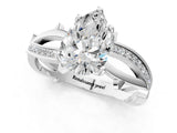White gold Pear Solitaire Twist Band with Pavé Accents and Four-Prong Setting_21