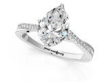 White gold Pear Solitaire Twist Band with Pavé Diamonds and Four-Prong Setting_154