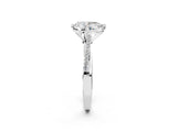 White gold Pear Solitaire Twist Band with Pavé Diamonds and Four-Prong Setting_155