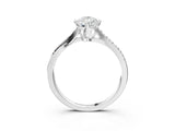 White gold Pear Solitaire Twist Band with Pavé Diamonds and Four-Prong Setting_156