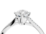 White gold Pear Solitaire Twist Band with Pavé Diamonds and Four-Prong Setting_156