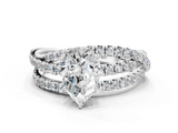 White gold Pear Solitaire Twist Band with Pavé Setting and Four-Prong Setting_128