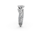 White gold Pear Solitaire Twist Band with Pavé Setting and Four-Prong Setting_131