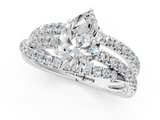 White gold Pear Solitaire Twist Band with Pavé Setting and Four-Prong Setting_137