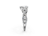 White gold Pear Solitaire Twist Band with Pavé Setting and Four-Prong Setting_55