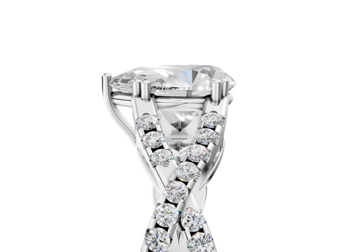 White gold Pear Solitaire Twist Band with Pavé Setting and Four-Prong Setting_58