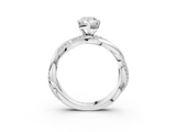 White gold Pear Solitaire Twist Band with Pave Prong Setting_117