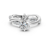 White gold Pear Solitaire Twist Band with Pave Prong Setting_117