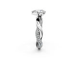 White gold Pear Solitaire Twist Band with Pave Prong Setting_119