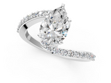 White gold Pear Solitaire Twist Band with Pave Set Diamonds and Four-Prong Setting_143