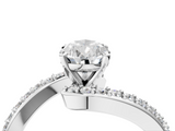 White gold Pear Solitaire Twist Band with Pave Set Diamonds and Four-Prong Setting_146