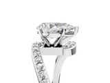 White gold Pear Solitaire Twist Band with Pave Set Diamonds and Four-Prong Setting_149