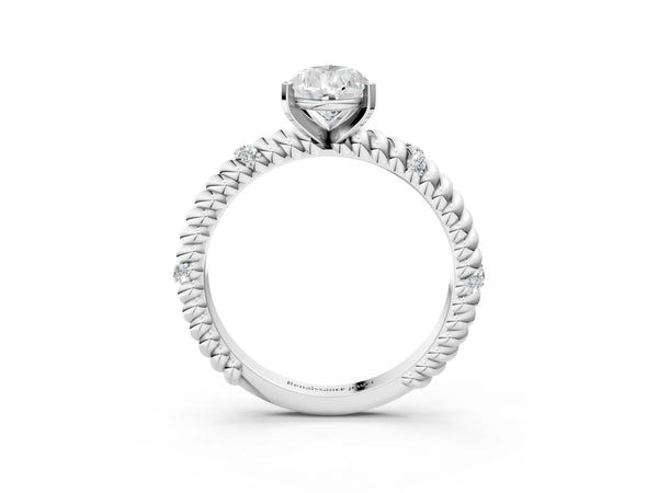 Platinum Pear Solitaire Twisted Band Prong Set Engagement Ring