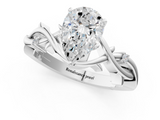 White gold Pear Solitaire Twisted Band Prong Setting Ring_218