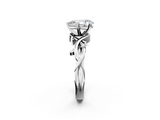 White gold Pear Solitaire Twisted Band Prong Setting Ring_219