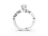 White gold Pear Solitaire Twisted Band Prong Setting Ring_220