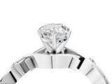 White gold Pear Solitaire Twisted Band Prong Setting Ring_221