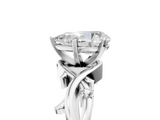 White gold Pear Solitaire Twisted Band Prong Setting Ring_221