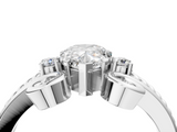 White gold Pear Solitaire Twisted Band Scroll Prong Ring_7