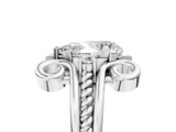 White gold Pear Solitaire Twisted Band Scroll Prong Ring_8