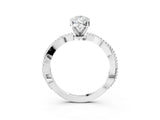White gold Pear Solitaire Twisted Band with Bead Prong Setting_419