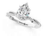 White gold Pear Solitaire Twisted Band with Bead Prong Setting_420