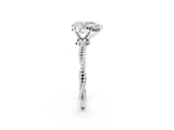 White gold Pear Solitaire Twisted Band with Bead Prong Setting_421