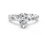 White gold Pear Solitaire Twisted Band with Pavé Accents and Four-Prong Setting_35