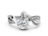 White gold Pear Solitaire Twisted Band with Prong Setting_50
