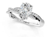 White gold Pear Solitaire Twisted Pave Diamond Ring with Four-Prong Setting_115