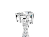 White gold Pear Solitaire Twisted Pave Diamond Ring with Four-Prong Setting_115