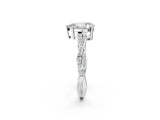 White gold Pear Solitaire Twisted Pave Diamond Ring with Four-Prong Setting_116