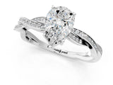 White gold Pear Solitaire Twisted Pave Diamond Ring with Four-Prong Setting_13