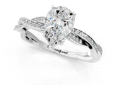 White gold Pear Solitaire Twisted Pave Diamond Ring with Four-Prong Setting_14