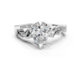 White gold Pear Solitaire Vine Band with Milgrain Prong Setting_28