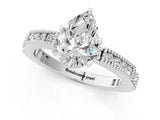 White gold Pear Solitaire with Pavé Band and Four-Prong Setting_365