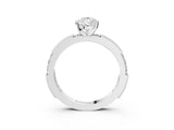 White gold Pear Solitaire with Pavé Band and Four-Prong Setting_367