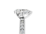 White gold Pear Solitaire with Pavé Band and Four-Prong Setting_369