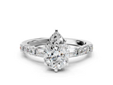 White gold Pear Solitaire with Side Baguettes and Channel Set Band_79