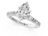 White gold Pear Solitaire with Side Baguettes and Channel Set Band_80